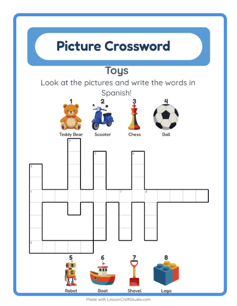 Picture crossword – Toys