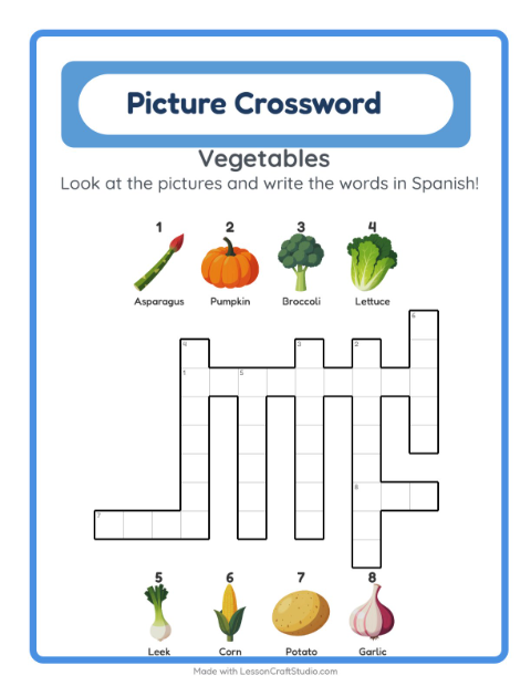 Picture crossword – Vegetables