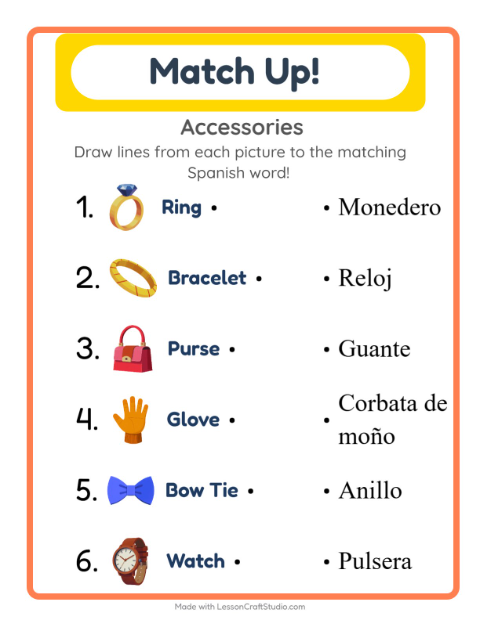 Picture-word match – Accessories