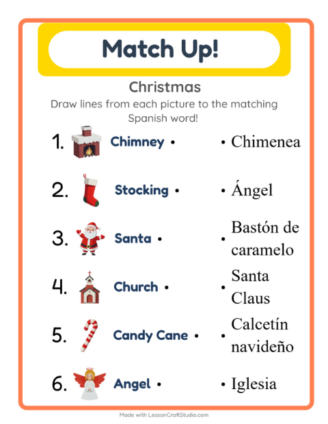 Picture-word match – Christmas