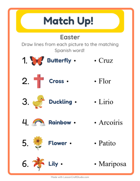 Picture-word match – Easter