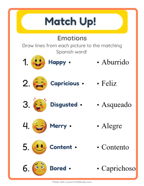 Picture-word match – Feelings