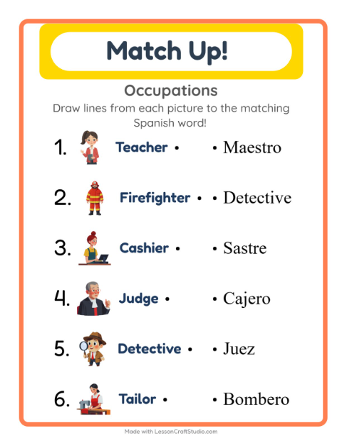 Picture-word match – Community Helpers