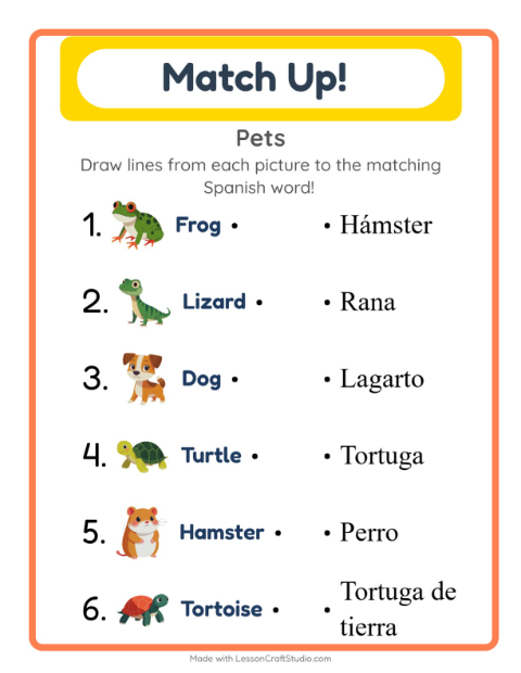 Picture-word match – Pets