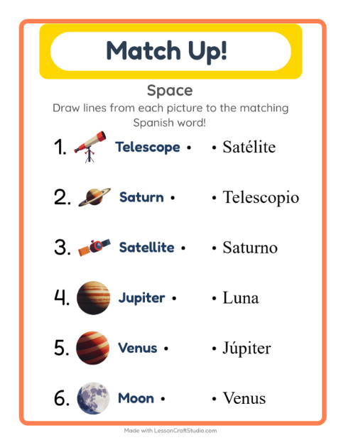 Picture-word match – Space
