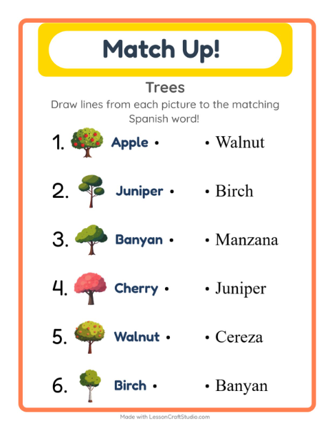 Picture-word match – Trees