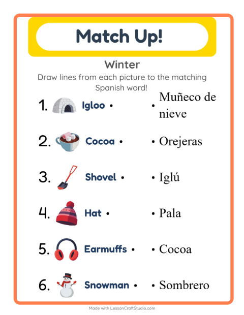 Picture-word match – Winter