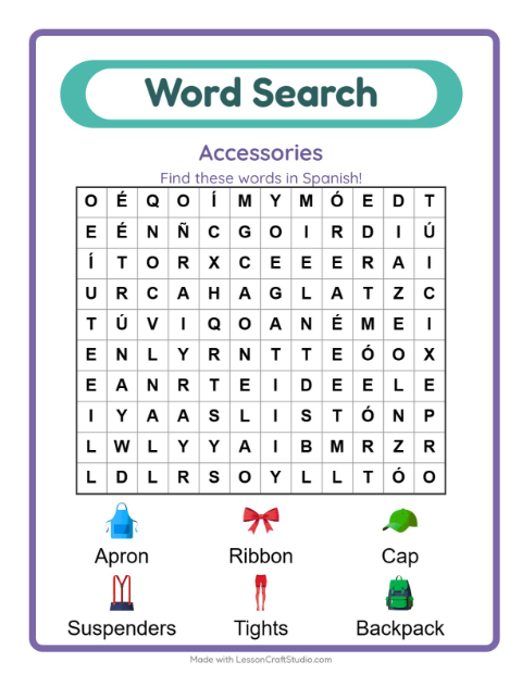Picture word search – Accessories