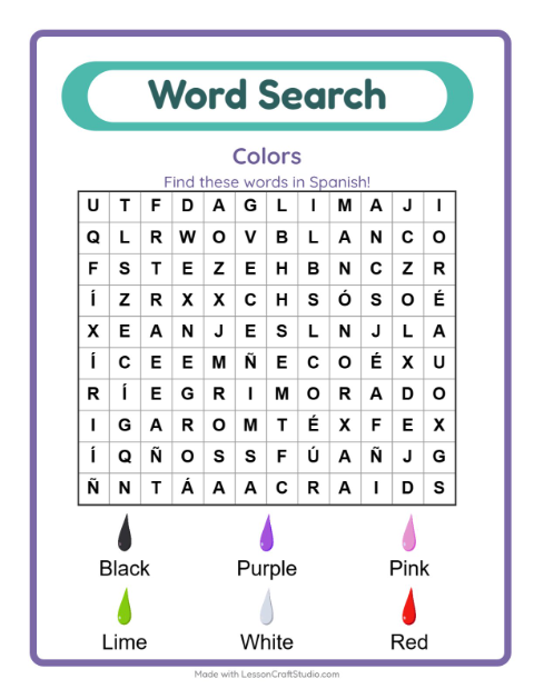 Picture word search – Colors