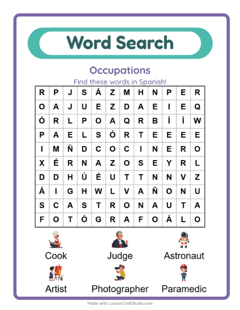 Picture word search – Community Helpers