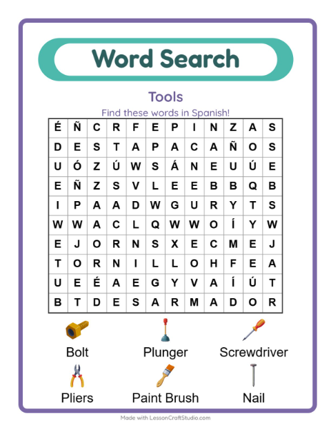 Picture word search – Tools