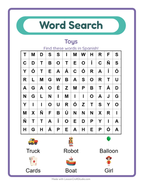 Picture word search – Toys