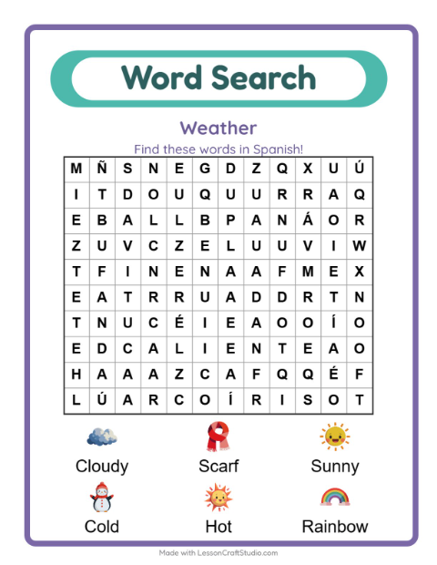 Picture word search – Weather
