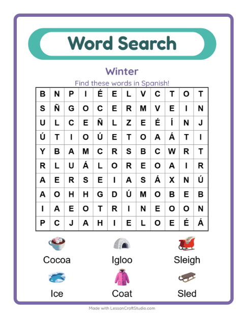 Picture word search – Winter
