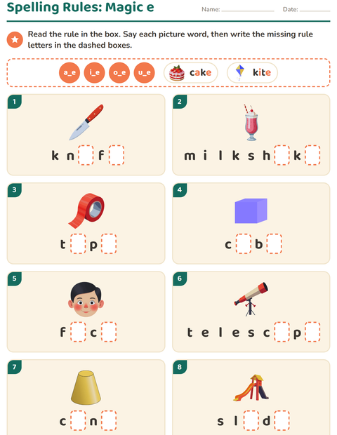 Preview of Spelling Rules worksheet for grade 2
