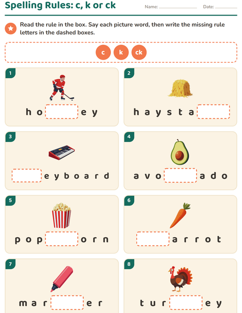 Preview of Spelling Rules worksheet for grade 2