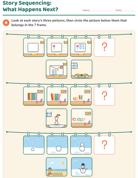 Preview of Story Sequencing worksheet for grade 1