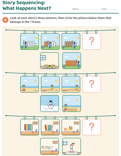 Preview of Story Sequencing worksheet for grade 1