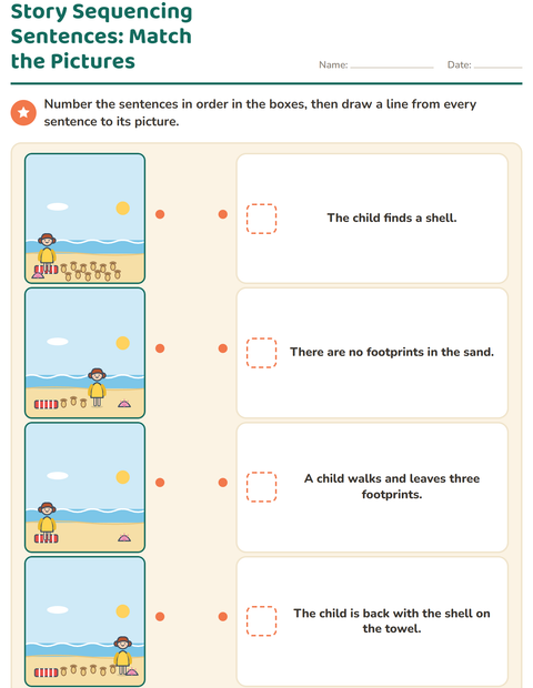 Preview of Story Sequencing worksheet for grade 1