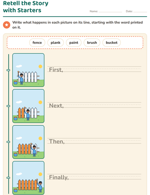 Preview of Story Sequencing worksheet for grade 2