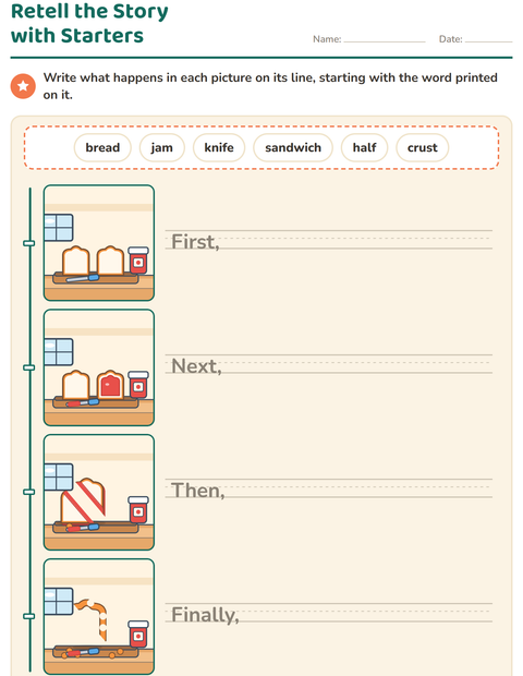 Preview of Story Sequencing worksheet for grade 2