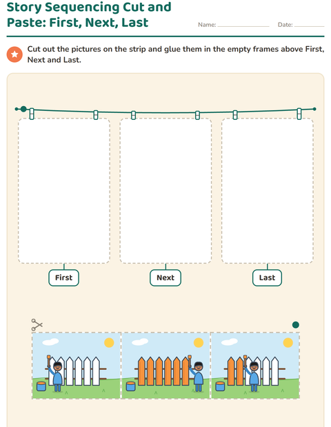 Preview of Story Sequencing worksheet for kindergarten