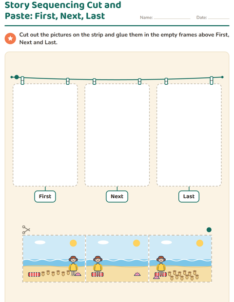 Preview of Story Sequencing worksheet for kindergarten