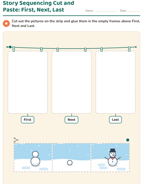 Preview of Story Sequencing worksheet for kindergarten
