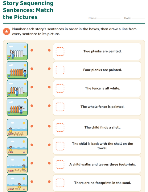 Preview of Story Sequencing worksheet for grade 1