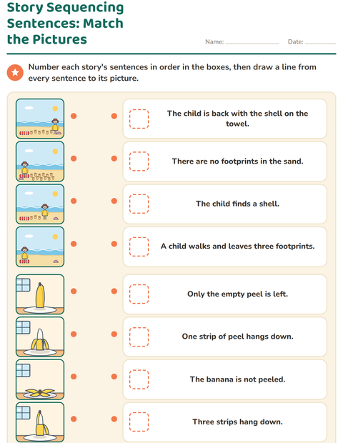 Preview of Story Sequencing worksheet for grade 1