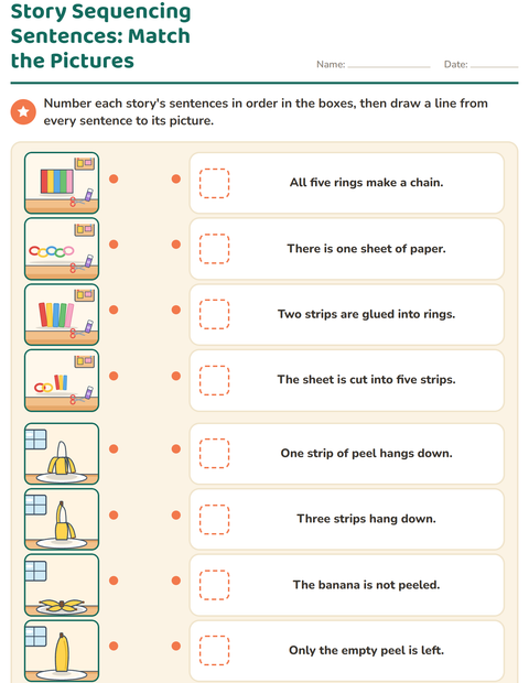 Preview of Story Sequencing Sentences: Match the Pictures