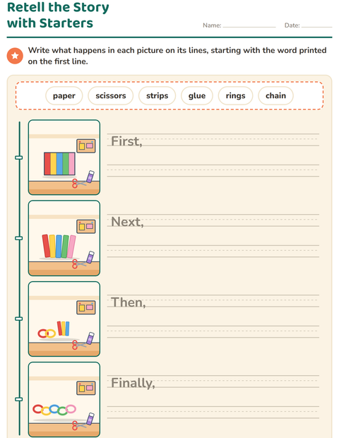 Preview of Story Sequencing worksheet for grade 2