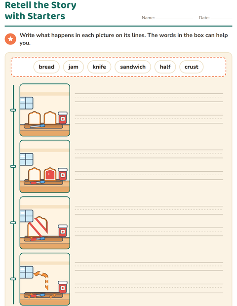Preview of Story Sequencing worksheet for grade 2