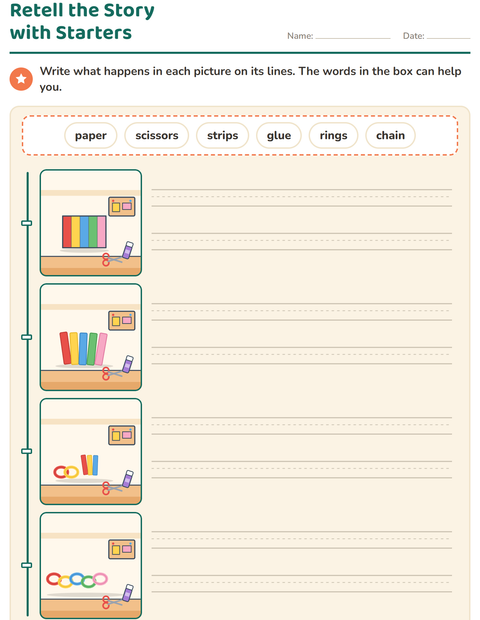Preview of Story Sequencing worksheet for grade 2
