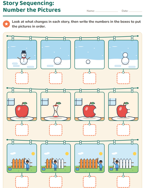 Preview of Story Sequencing worksheet for kindergarten