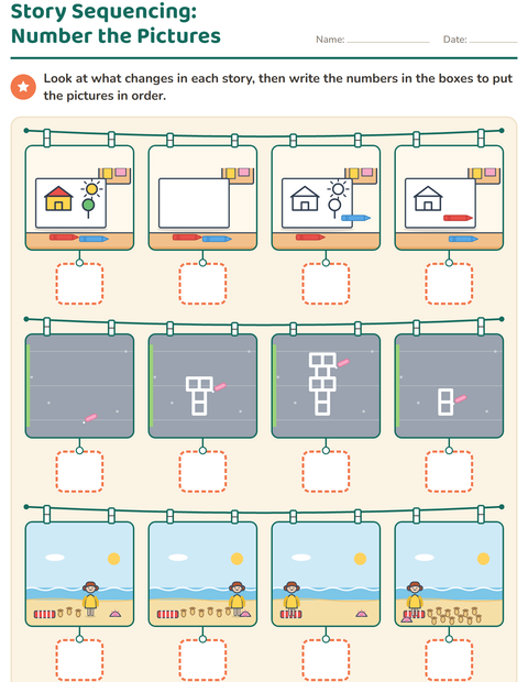 Preview of Story Sequencing worksheet for kindergarten