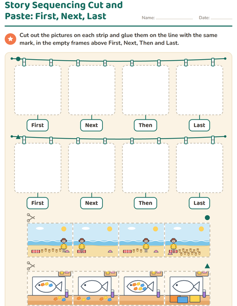 Preview of Story Sequencing worksheet for kindergarten