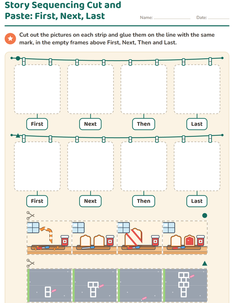 Preview of Story Sequencing worksheet for kindergarten