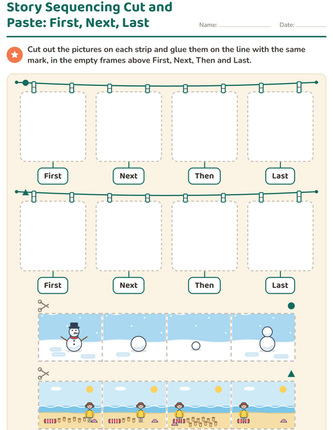 Preview of Story Sequencing worksheet for kindergarten