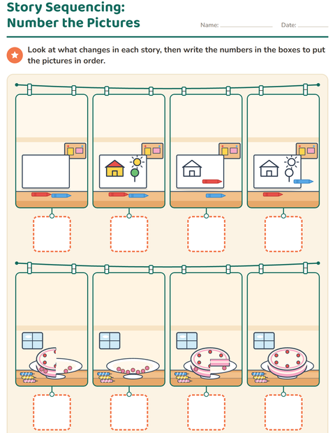 Preview of Story Sequencing worksheet for kindergarten