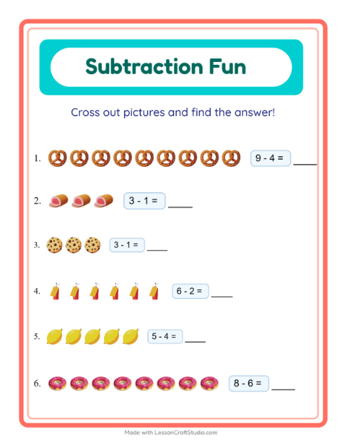Subtraction with Supermarket Things