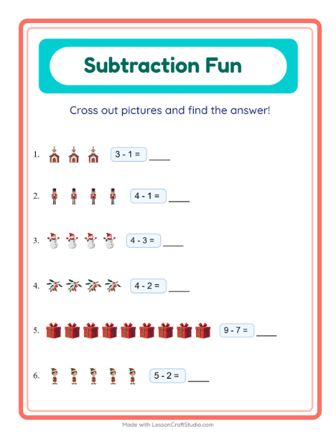 Subtraction with Christmas