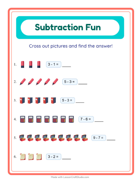 Subtraction with Classroom Objects