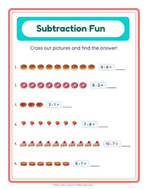 Subtraction with Desserts and Sweets
