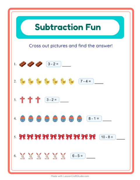 Subtraction with Easter