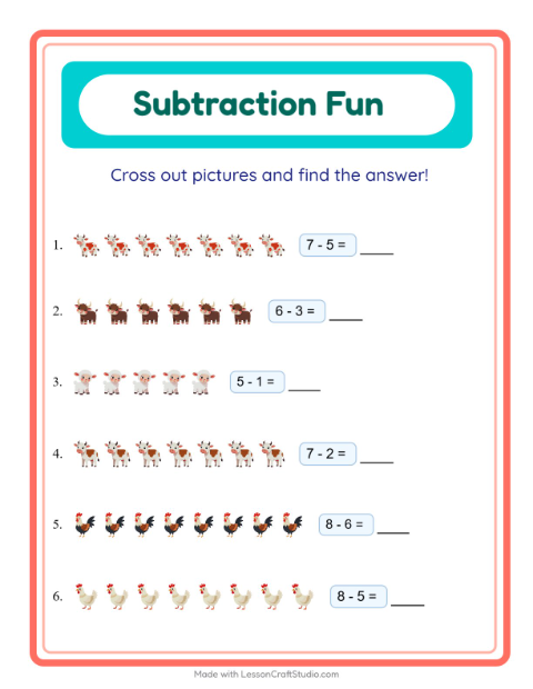 Subtraction with Farm Animals