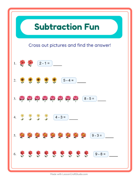Subtraction with Flowers