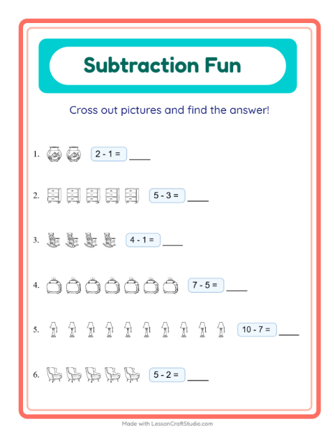 Subtraction with Home Things (Black & White)