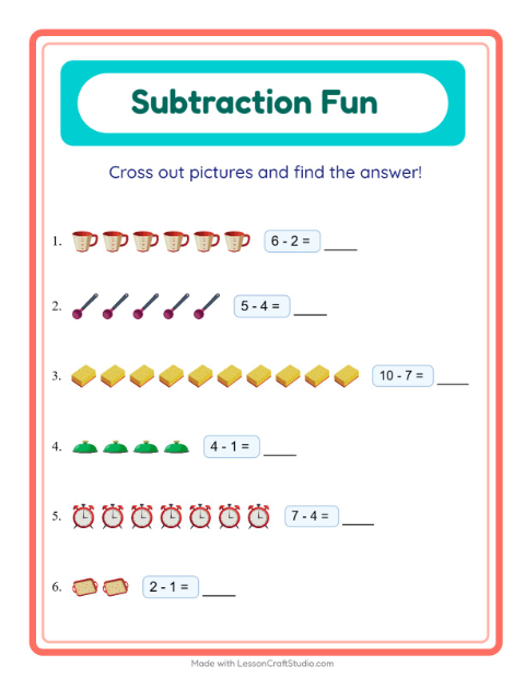 Subtraction with Kitchen Tools