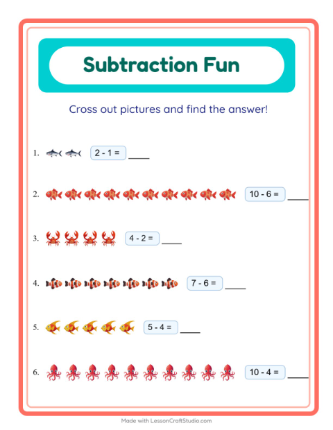 Subtraction with Ocean Life